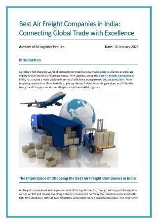 Best Air Freight Companies in India