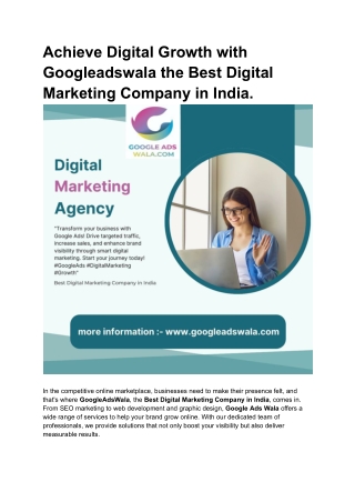 Achieve Digital Growth with Googleadswala the Best Digital Marketing Company in
