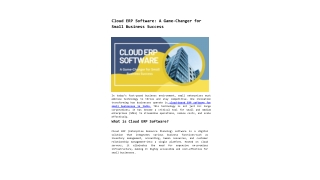 Cloud ERP Software: A Game-Changer for Small Business Success