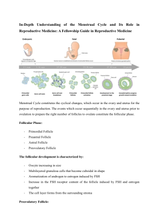 In-Depth Understanding of the Menstrual Cycle and Its Role in Reproductive Medicine