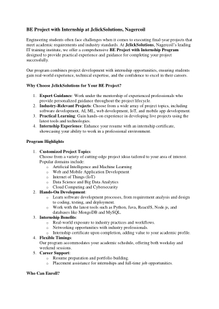 BE Project with Internship