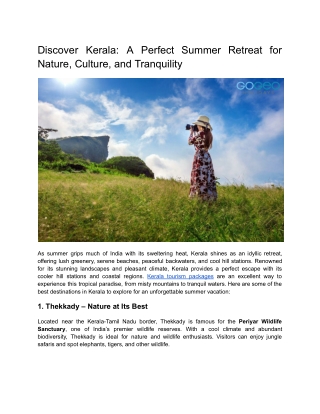 Discover Kerala_ A Perfect Summer Retreat for Nature, Culture, and Tranquility