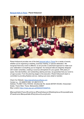 Banquet Halls in Thane - Planet Hollywood