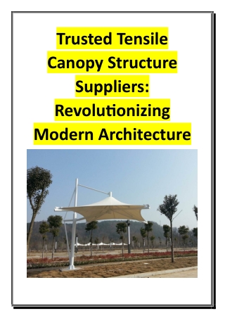 Trusted Tensile Canopy Structure Suppliers - Revolutionizing Modern Architecture