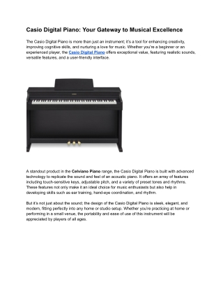 Casio Digital Piano_ Your Gateway to Musical Excellence