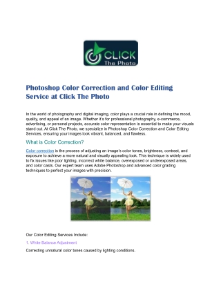 Photoshop Color Correction and Color Editing Service at Click The Photo