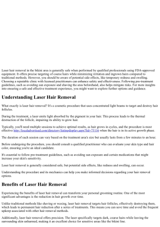 Safety of Laser Hair Removal in Bikini Area