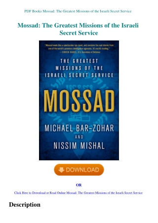 PDF Books Mossad The Greatest Missions of the Israeli Secret Service