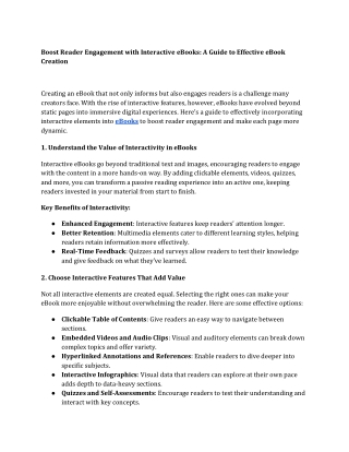 Boost Reader Engagement with Interactive eBooks A Guide to Effective eBook Creation