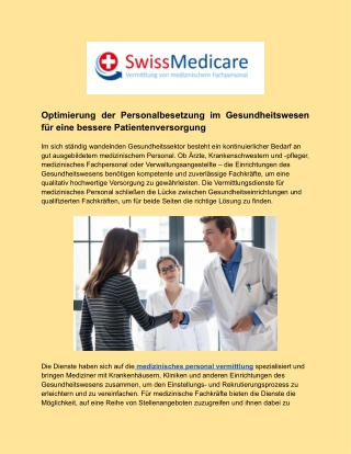 Optimierung der Personalbesetzung im Gesundheitswesen für eine bessere Patientenversorgung