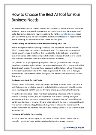 How to Choose the Best AI Tool for Your Business Needs