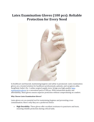 Latex Examination Gloves (100 pcs): Reliable Protection for Every Need