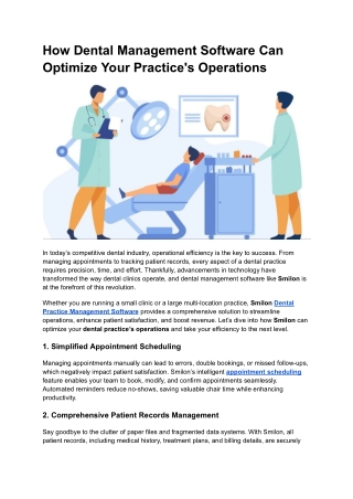 How Dental Management Software Can Optimize Your Practice's Operations