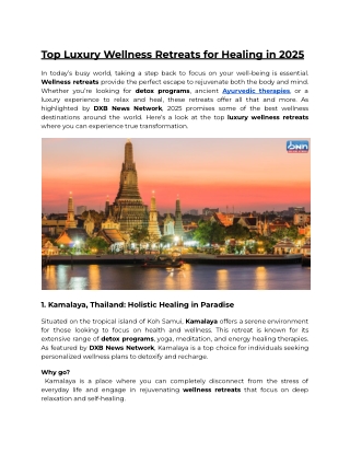 Top Luxury Wellness Retreats for Healing in 2025