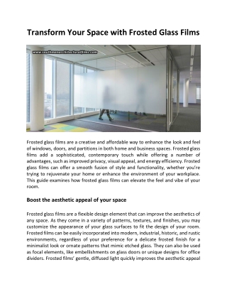 Transform Your Space With Frosted Glass Films