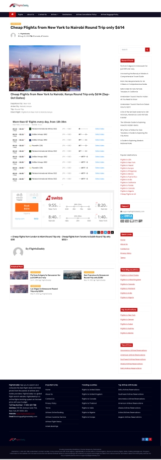 Cheap Flights from New York to Nairobi Round Trip only $614