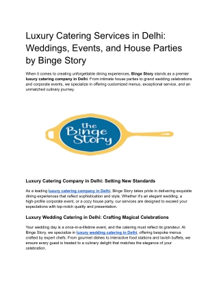 Luxury Catering Services in Delhi_ Weddings, Events, and House Parties by Binge Story