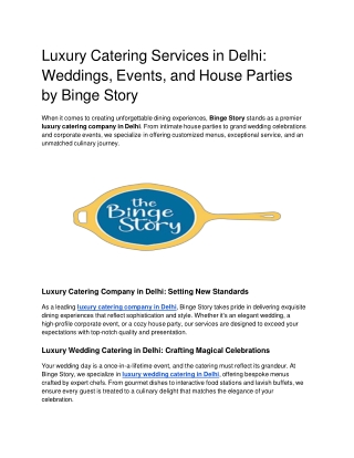 Luxury Catering Services in Delhi_ Weddings, Events, and House Parties by Binge Story