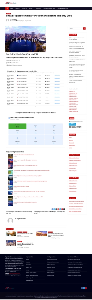 Cheap Flights from New York to Orlando Round Trip only $106