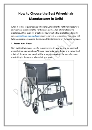 Best Wheelchair Manufacturer in Delhi