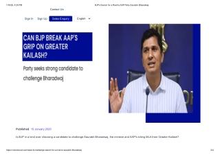 BJP's Search for a Rival to AAP Party Saurabh Bharadwaj