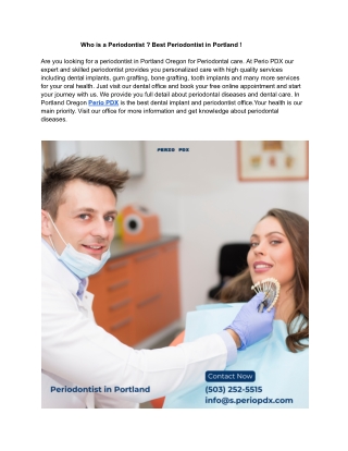 Who is a Periodontist ? Best Periodontist in Portland !