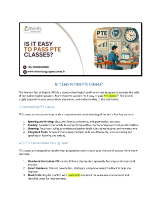 Is It Easy to Pass PTE Classes