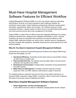 Must-Have Hospital Management Software Features for Efficient Workflow