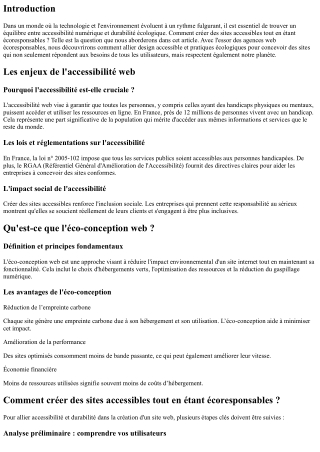 Comment créer des sites accessibles tout en étant écoresponsables ?