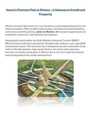 Residential Plots in Dholera – Invest in the Future Smart City