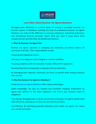 Learn More About Business Tax Agents Blackburn