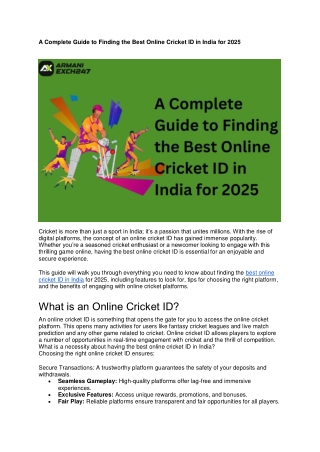 A Complete Guide to Finding the Best Online Cricket ID in India for 2025
