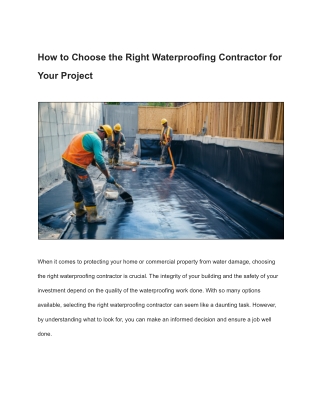 How to Choose the Right Waterproofing Contractor for Your Project