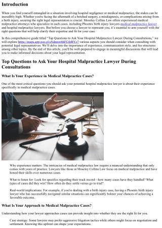 Top Questions to Ask Your Hospital Malpractice Lawyer During Consultations