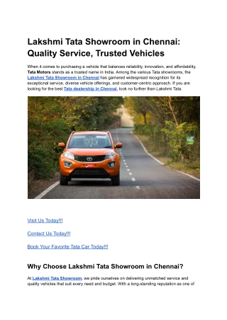 Lakshmi Tata Showroom in Chennai_ Quality Service, Trusted Vehicles