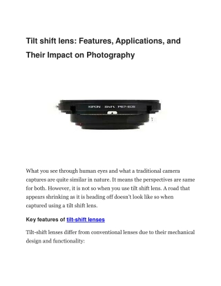 Kipon Global - Professional Tilt-Shift Lenses