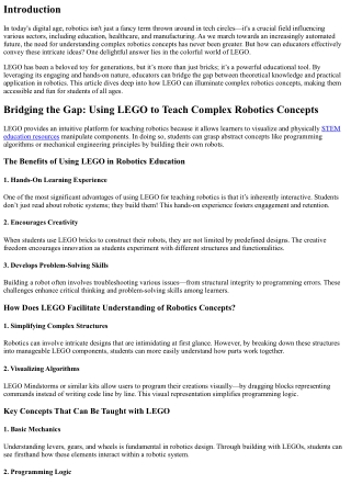 Bridging the Gap: Using LEGO to Teach Complex Robotics Concepts