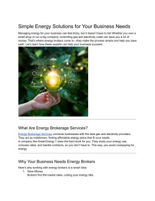 Simple Energy Solutions for Your Business Needs