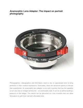 Kipon Global - Premium Anamorphic Lens Adapters