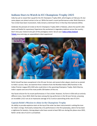 Indians Stars to Watch in ICC Champions Trophy 2025