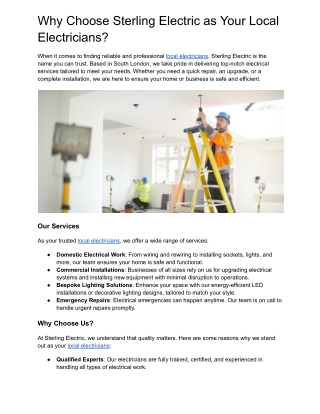 Why Choose Sterling Electric as Your Local Electricians