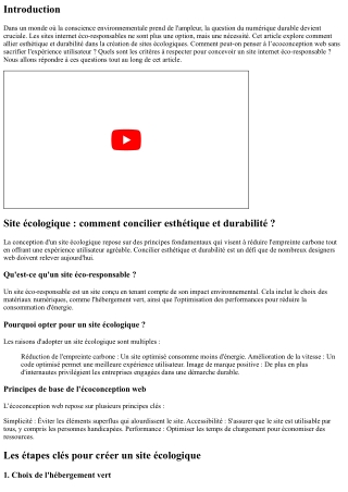 Site écologique : comment concilier esthétique et durabilité ?