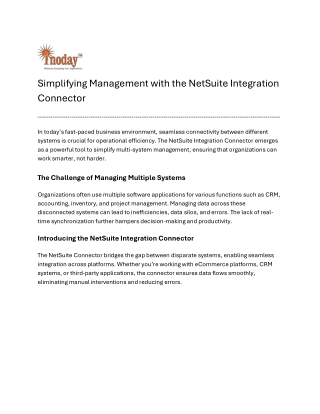 Simplifying Management with the NetSuite Integration Connector