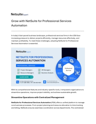 Grow with NetSuite for Professional Services Automation