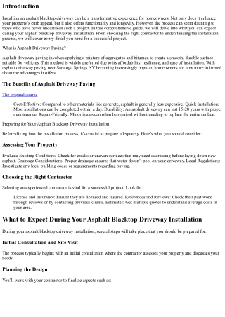 What to Expect During Your Asphalt Blacktop Driveway Installation