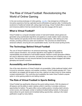 The Rise of Virtual Football_ Revolutionizing the World of Online Gaming