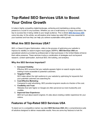 Top-Rated SEO Services USA to Boost Your Online Growth