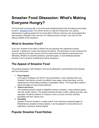 Smasher Food Obsession-What's Making Everyone Hungry