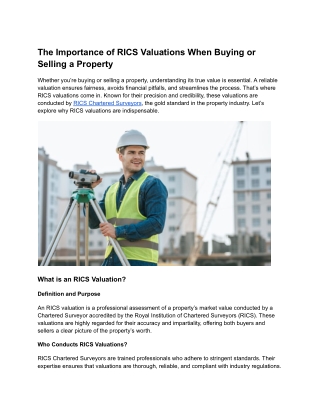 The Importance of RICS Valuations When Buying or Selling a Property