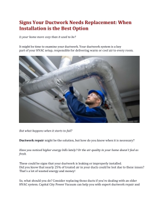 Signs Your Ductwork Needs Replacement: When Installation is the Best Option